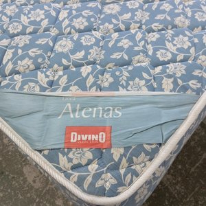 Somier de 1 Plaza con Colchón de Resortes, Tela Floreada Azul - imagen 7