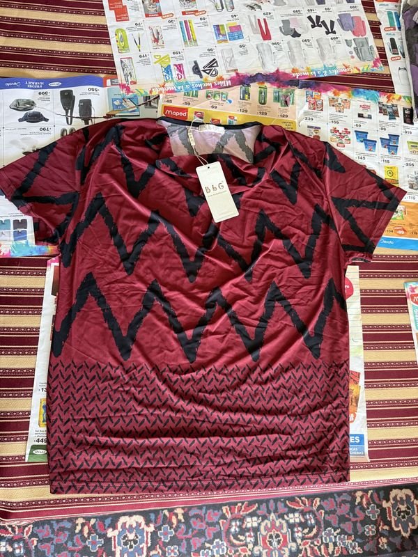 Blusa Manga Larga Cuello Olán Estampado Zigzag Talle XL/XXL