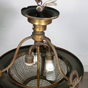 Aplique de Techo Estilo Bolsa en Bronce y Cristal de Roca con Faltantes - imagen 4