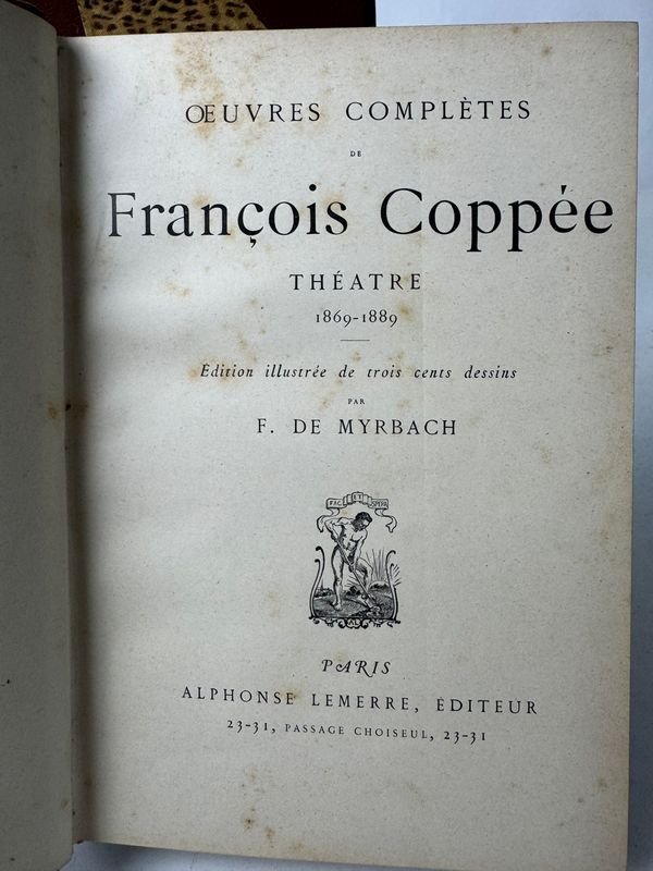 Libros completos de teatro por Francois Coppee, editorial Alphonse Lemerre, Paris 1889 - imagen 3