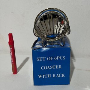 Set de 6 Posavasos Metálicos con Soporte Plateado - imagen 2