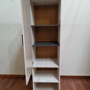 Mueble Blanco con Puerta y Estantes Abiertos - 50x47x184 cm - imagen 2