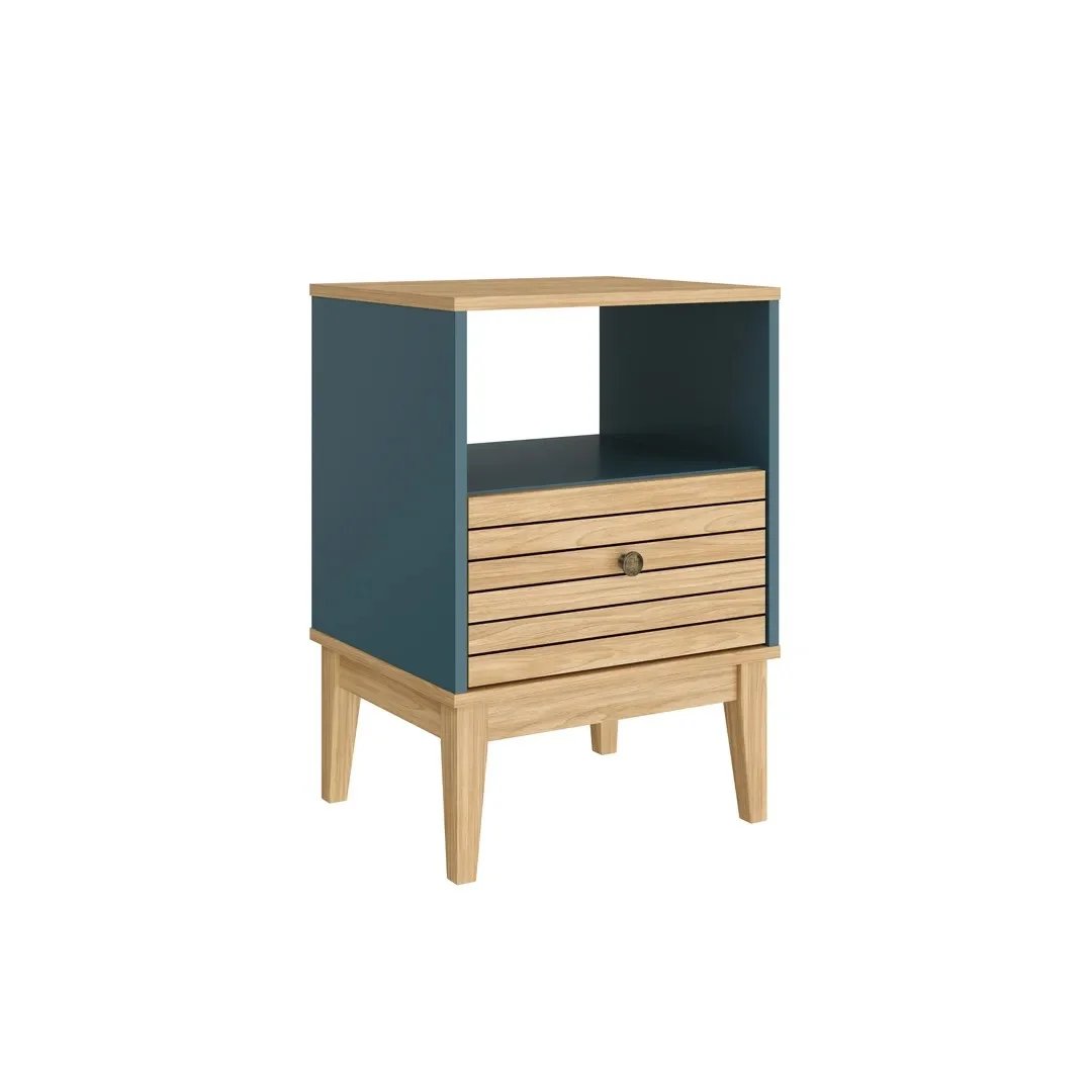 Mesita de Cama Ripado con Cajón Estilo Nórdico