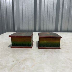 Par de Cajas de Madera Artesanales con Paisaje de Cactus - imagen 7