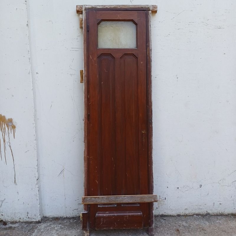 Puerta de tablero y vidrio con marco, completamente en cedro - imagen 4
