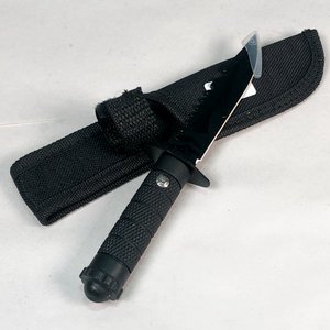 Cuchilla Columbia Negra con Hoja Dentada de 10 cm y Funda de Tela - imagen 2