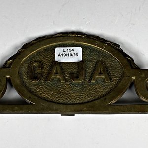 Cartel de Bronce "Caja" Antiguo con Inscripción - imagen 3