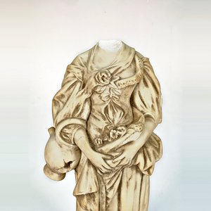 Escultura de Dama en Mármol con Flores y Cabeza Suelta - 53 cm - imagen 3