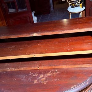 Mesa Extensible Reina Ana Antigua de Madera Oscura - imagen 10