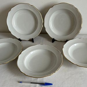 Juego de 5 Platos Hondos de Porcelana Alemana Hutschenreuther Bavaria "Ingeborg" - imagen 3