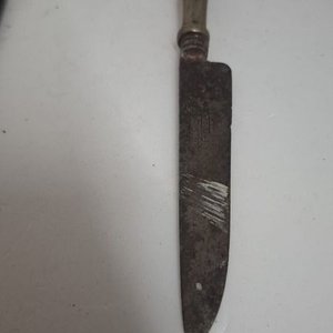 Cuchillo antiguo Solingen con cabo de plata y oro - imagen 3