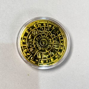 Moneda Coleccionable Sagitario Signo Zodiacal Dorado con Estuche - imagen 2