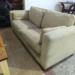 Sillón de 2 cuerpos tapizado en tela rústica beige - imagen 7
