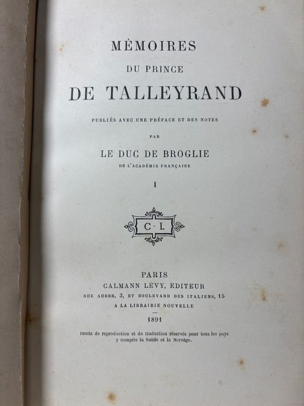 Memorias del Príncipe de Talleyrand en dos Volúmenes - Libros antiguos - imagen 2