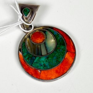 Colgante Circular Plata 950 con Nácar y Malaquita - imagen 3
