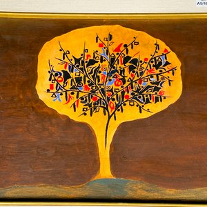 Cuadro oleo arbol ,marco madera 47 x 40 cm - imagen 3