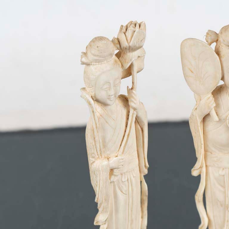 Figuras de marfil con base de mármol - imagen 2