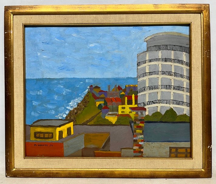 Lote siguiente: Pintura de playa en oleo sobre carton