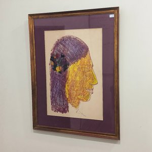 Serigrafía "Rostro de Perfil" de Enrique Guillemette, Marco Dorado - imagen 4