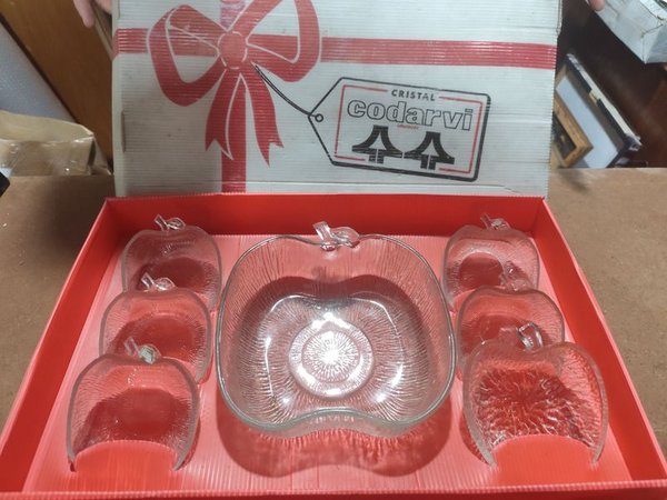 Set de Cristal Codarvi: Bowl y 6 Compoteras Manzana
