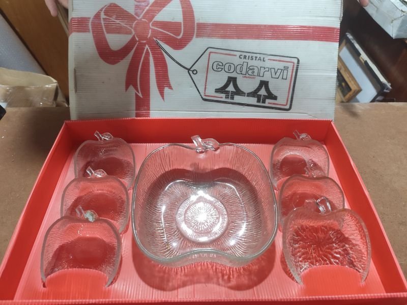 Set de Cristal Codarvi: Bowl y 6 Compoteras Manzana