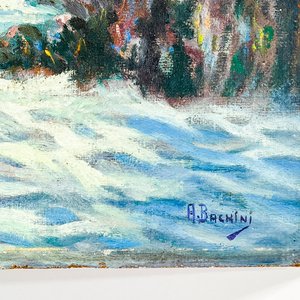 Cuadro Óleo "Paisaje Costero" Firmado "Backmini" 60x50 cm - imagen 2
