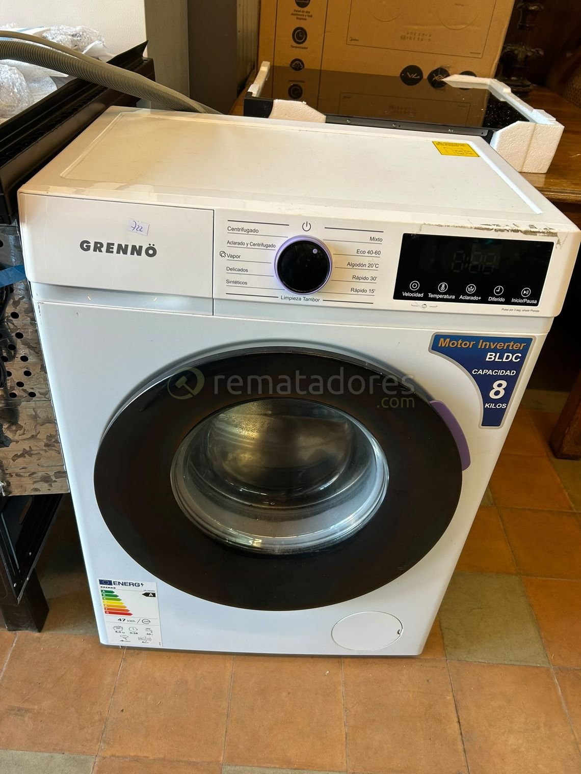 Lavadora GRENNO Motor Inverter BLDC Carga 8kg