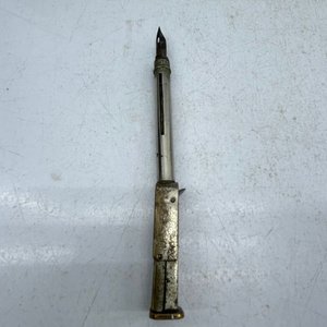 Antiguo Sello de Tinta y Porta Plumas/Lápiz Metálico - imagen 5