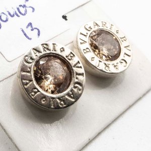 Aritos Tornillo con Piedras Marrones y Logo BVLGARI - imagen 2