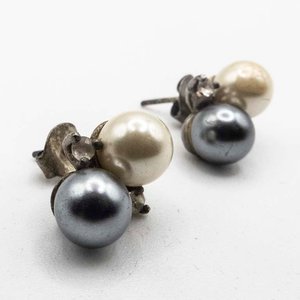 Par de Caravana de Plata con Perlas Fantasía y Piedras - imagen 2