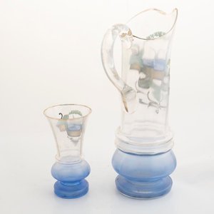 Jarra y Vaso de Cristal Veneciano con Esmalte Azul - imagen 2