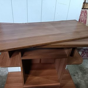 Mesa Rack de Madera Marrón con Cajón y Estantes - imagen 4