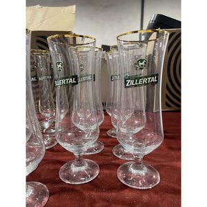 10 Vasos Largos de Cerveza Zillertal con Borde Dorado - imagen 2