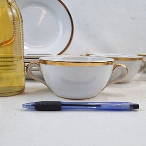 Juego de 6 Tazas con Asas y 6 Platos Hondos Olmos Porcelana Dorada - imagen 4