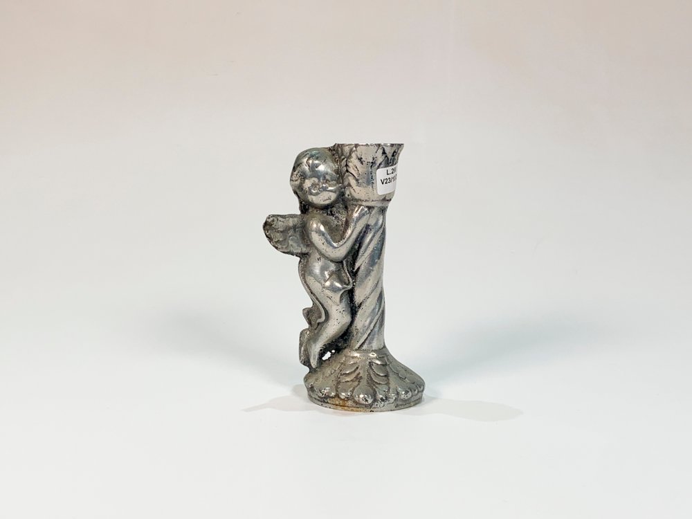 Candelero de Peltre con Querubín - 15 cm