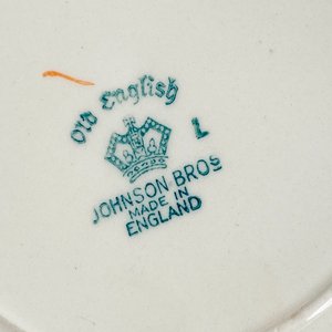 Dieciocho platillos de postre loza inglesa, bordes decorados diámetros 20 cm - imagen 5