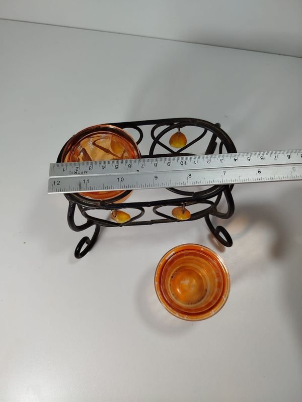 Vasijas de vidrio con soporte metálico - imagen 3