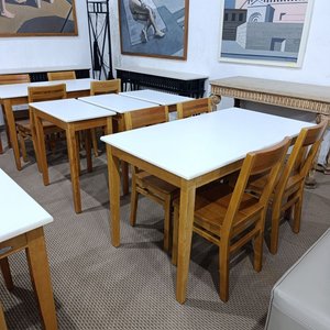 Mesa Rectangular Delfino Álvarez Madera Maciza Lustre Claro Tapa Blanca 1.30m - imagen 6