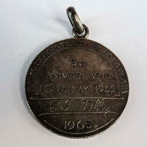 Medalla Plata Uruguay 1965 Cincuentenario Banco Mercantil Río de la Plata 10g - imagen 2