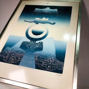 Grabado Abstracto Azul y Blanco "Your soul is my soul" - imagen 3