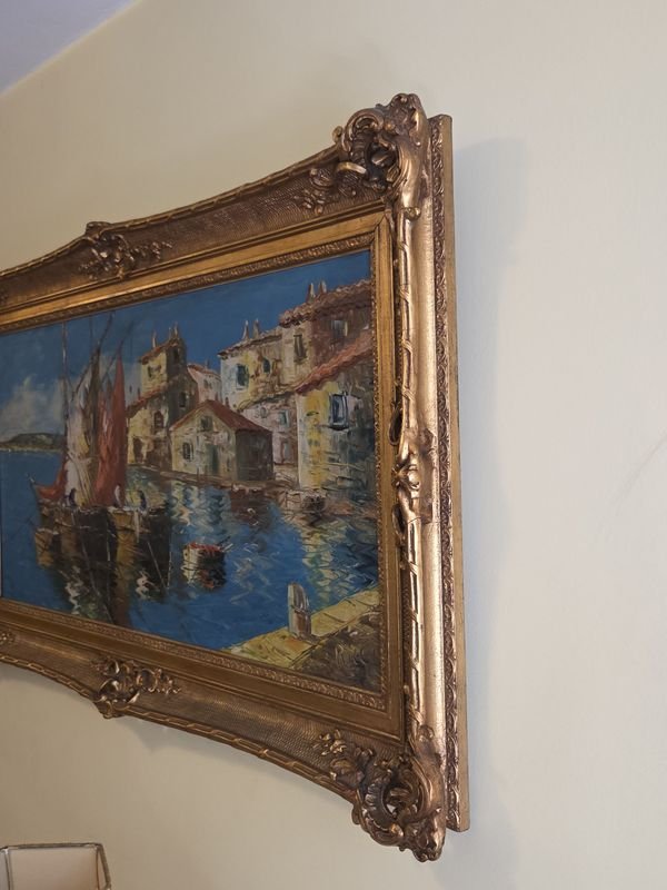 Excepcional Pintura Marina Firmada en Marco Dorado - imagen 7