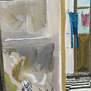 Óleo "Fachada" de León, 50 x 40 cm, S/Marco - imagen 5