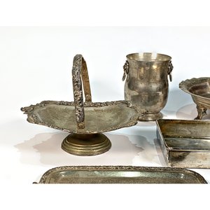 Set de 7 Piezas de Metal Plateado: Bandejas, Frutera, Hielera y Más - imagen 3