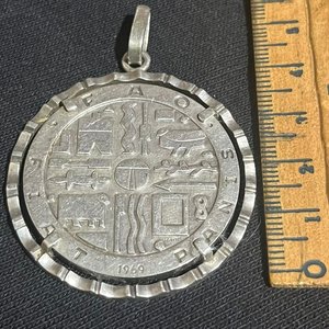 Moneda de Plata 900 FAO Uruguay 1969 Engarzada - imagen 2