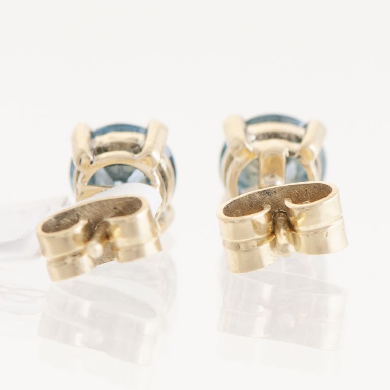Par de tornillos oro 18k con brillantes azules - imagen 2