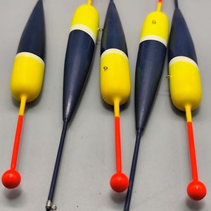 Lote de 5 Boyas de Pesca Alargadas Azul y Amarillo - imagen 3