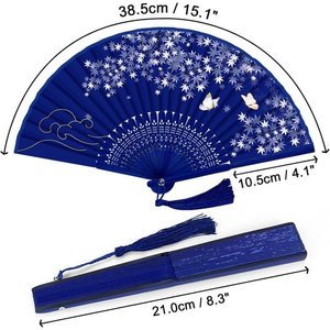 Abanico Azul Estilo Oriental con Borla y Mariposas - Nuevo - imagen 2