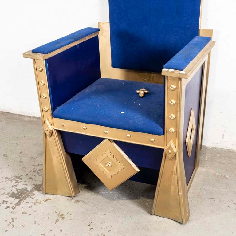 Silla fantasía azul y dorado para decorar - imagen 3