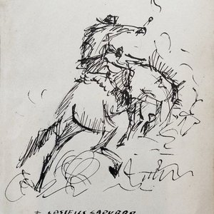 Dibujo a tinta "Caballo y Jinete" atribuido a Enrique Castells Capurro (1946) - imagen 2