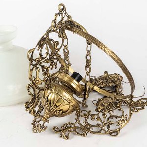 Colgante Colonial de Bronce con Pantalla Opalina - imagen 2